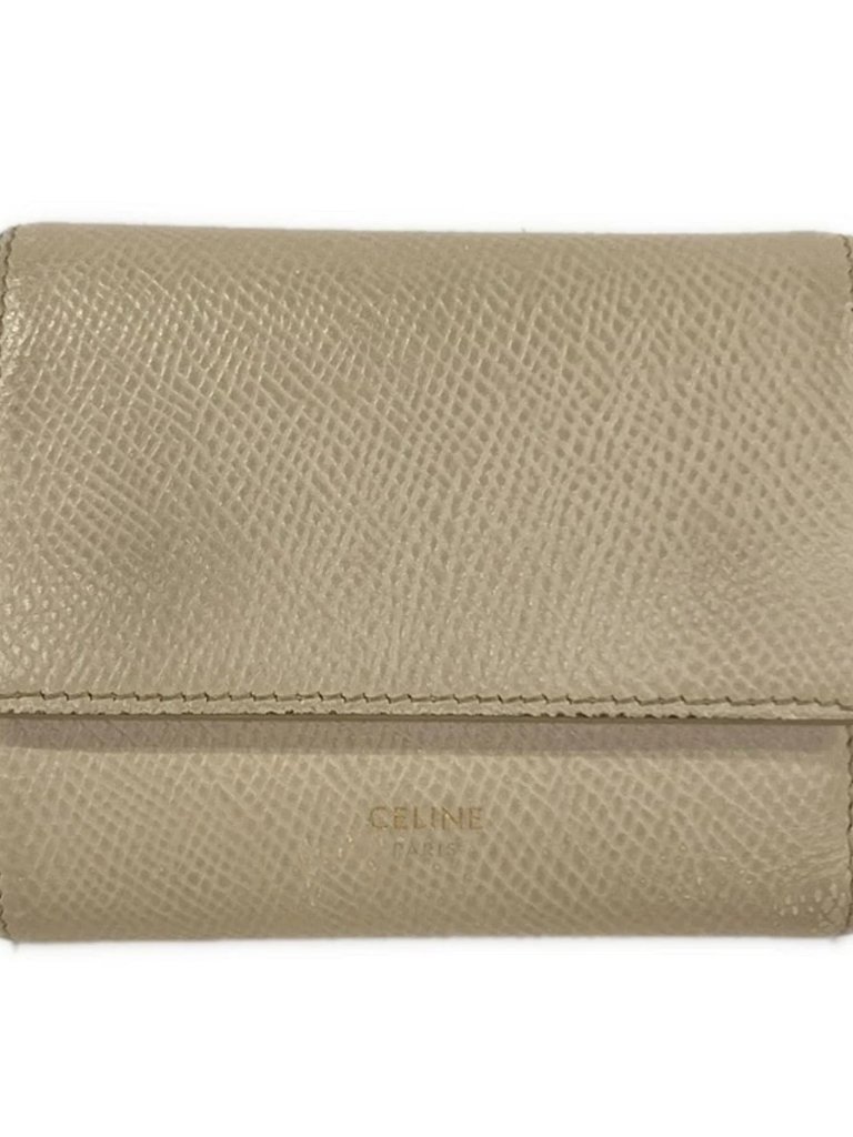 Celine Small Trifold Wallet 10b573bel.02pd Cream Leather Trifold Wallet